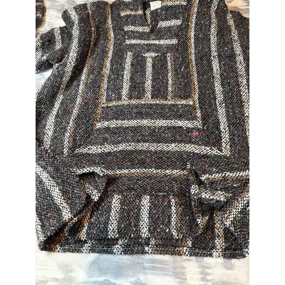 Mexican Baja Hoodie Gray Black Drug Rug Pocket Men’s size Medium - Picture 9 of 9